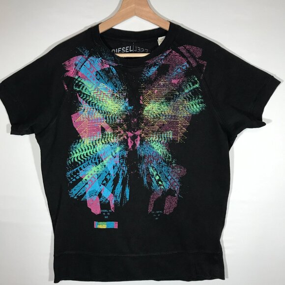 Diesel Folded Men's Medium Black Short Sleeve T-Shirt - Picture 1 of 12